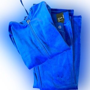 NY&Co blue velour pants and hoodie set